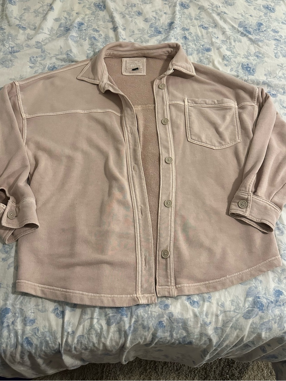 aerie Light Blush Button-Down Shirt Jacket